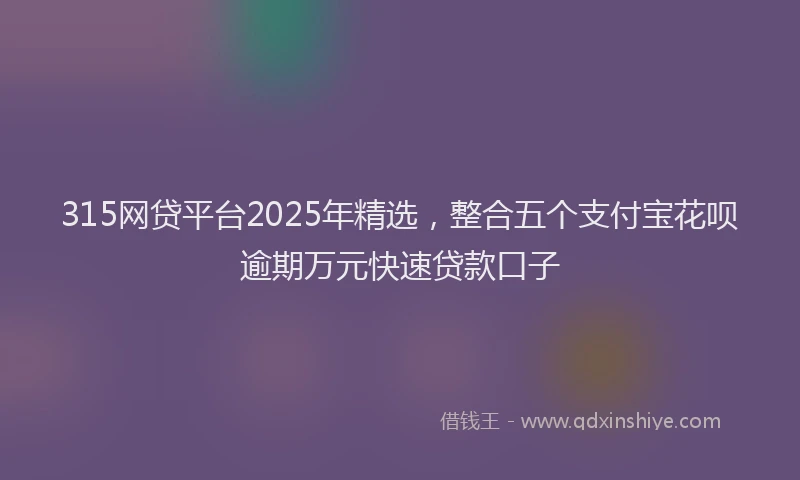 315网贷平台2025年精选，整合五个支付宝花呗逾期万元快速贷款口子