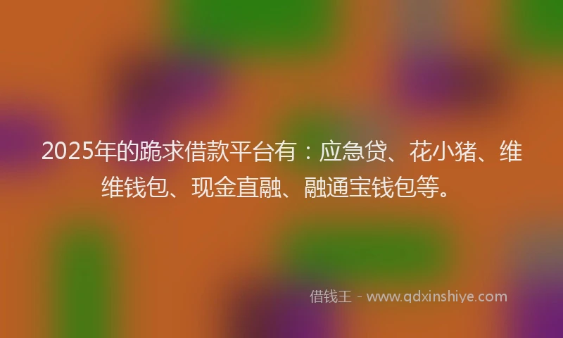 2025年的跪求借款平台有：应急贷、花小猪、维维钱包、现金直融、融通宝钱包等。