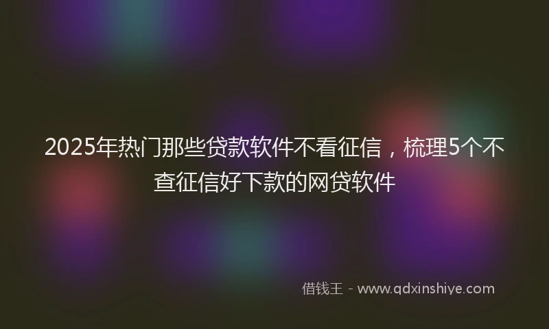 2025年热门那些贷款软件不看征信，梳理5个不查征信好下款的网贷软件