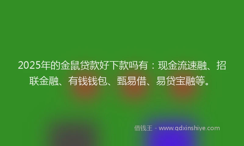 2025年的金鼠贷款好下款吗有：现金流速融、招联金融、有钱钱包、甄易借、易贷宝融等。