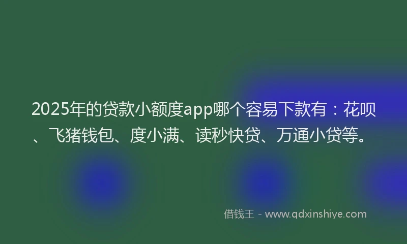 2025年的贷款小额度app哪个容易下款有：花呗、飞猪钱包、度小满、读秒快贷、万通小贷等。