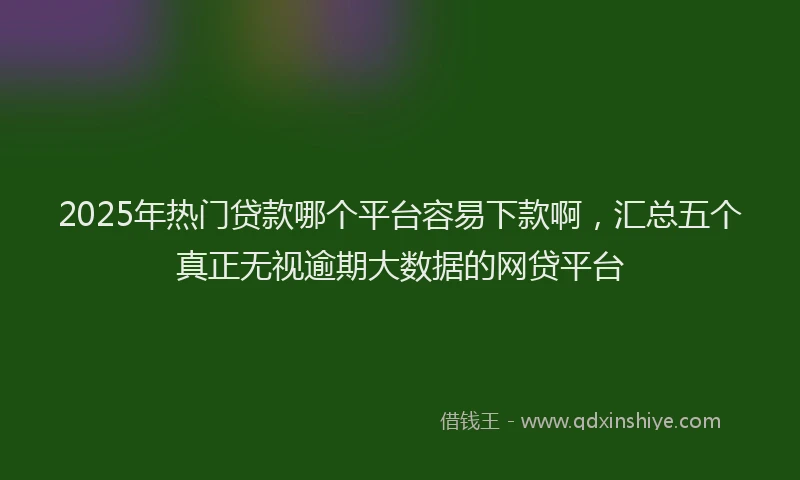 2025年热门贷款哪个平台容易下款啊，汇总五个真正无视逾期大数据的网贷平台