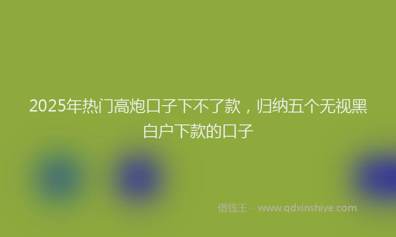 2025年热门高炮口子下不了款，归纳五个无视黑白户下款的口子