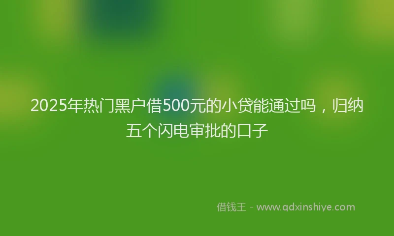 2025年热门黑户借500元的小贷能通过吗，归纳五个闪电审批的口子