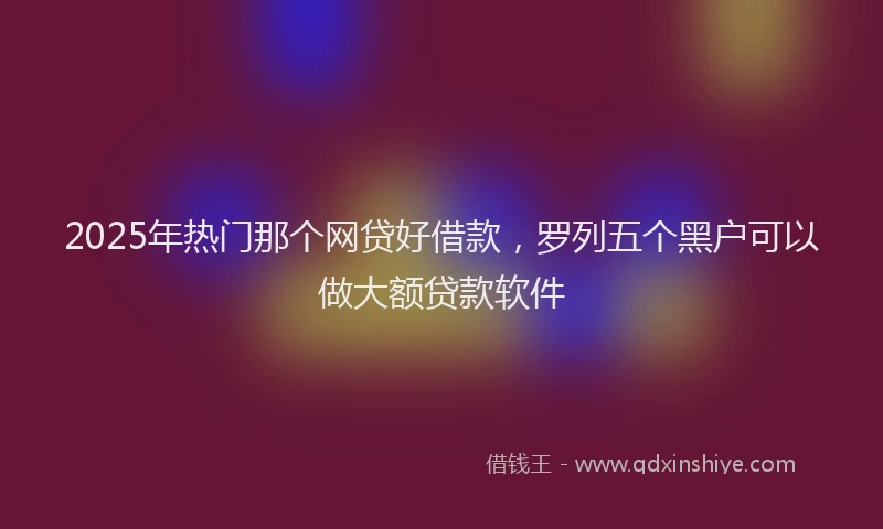 2025年热门那个网贷好借款，罗列五个黑户可以做大额贷款软件