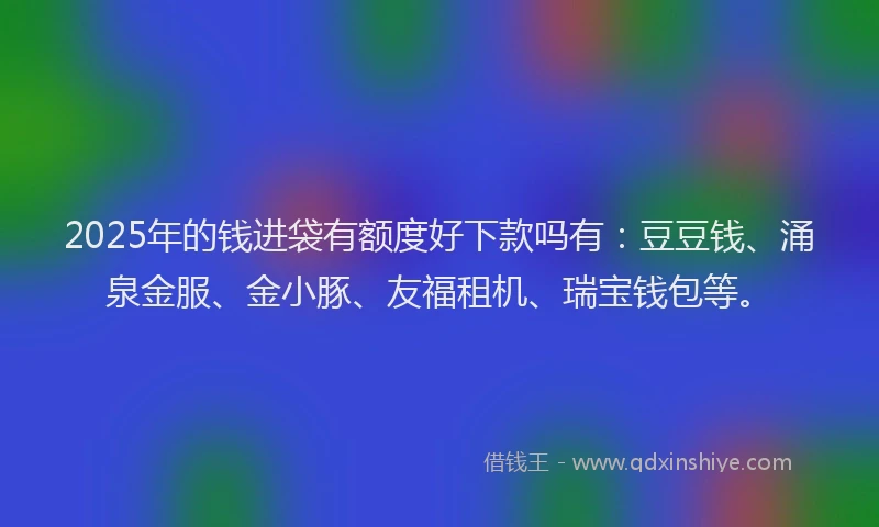 2025年的钱进袋有额度好下款吗有：豆豆钱、涌泉金服、金小豚、友福租机、瑞宝钱包等。