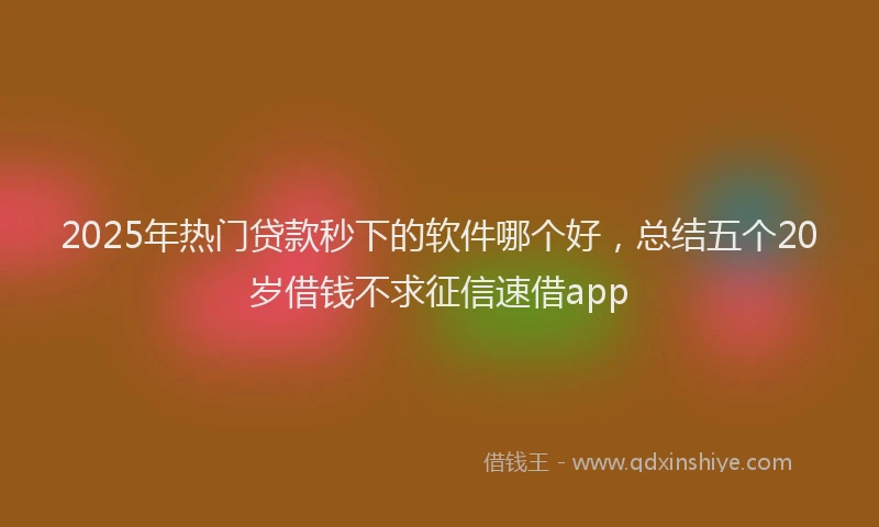2025年热门贷款秒下的软件哪个好，总结五个20岁借钱不求征信速借app