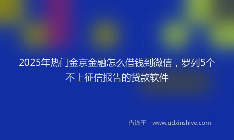 2025年热门金京金融怎么借钱到微信，罗列5个不上征信报告的贷款软件
