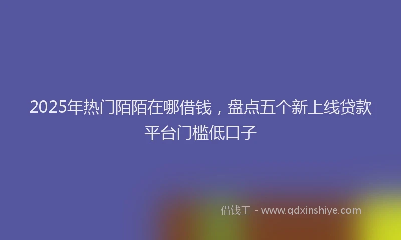 2025年热门陌陌在哪借钱，盘点五个新上线贷款平台门槛低口子