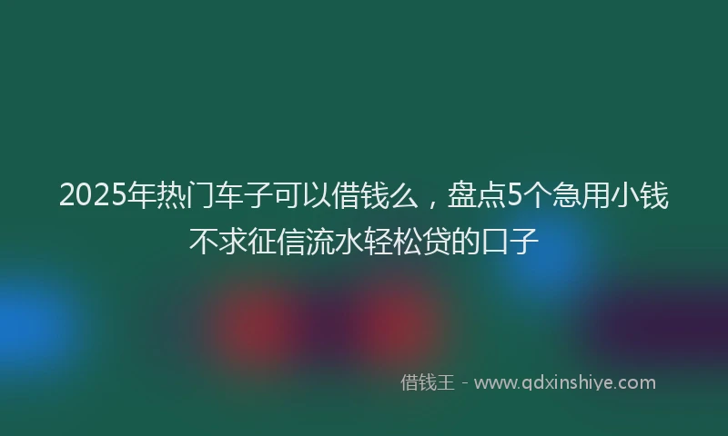2025年热门车子可以借钱么，盘点5个急用小钱不求征信流水轻松贷的口子