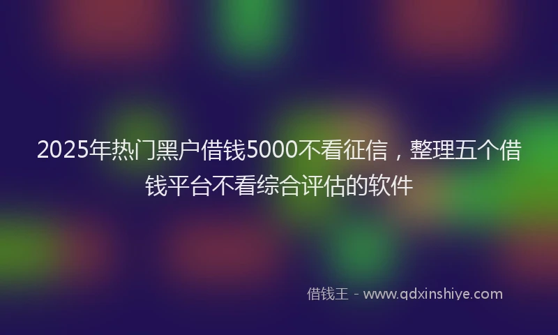 2025年热门黑户借钱5000不看征信，整理五个借钱平台不看综合评估的软件
