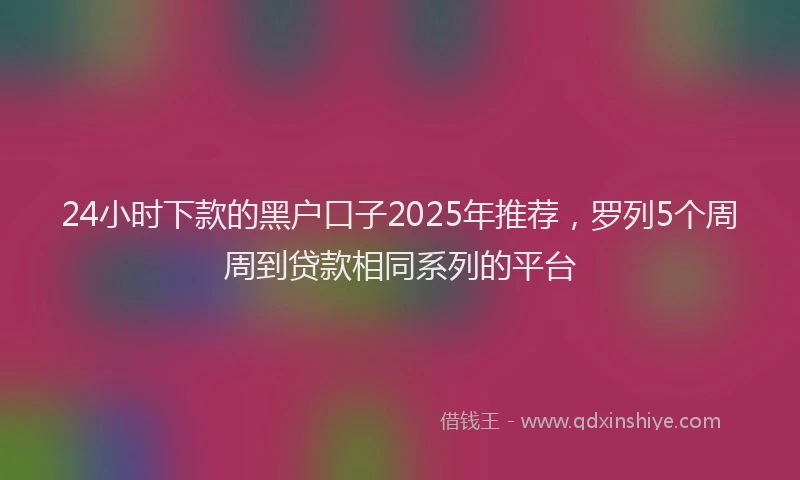 24小时下款的黑户口子2025年推荐，罗列5个周周到贷款相同系列的平台