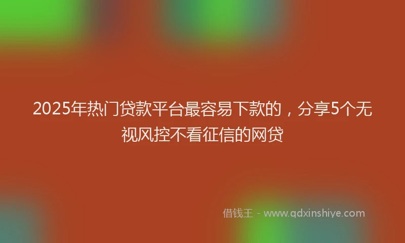 2025年热门贷款平台最容易下款的，分享5个无视风控不看征信的网贷
