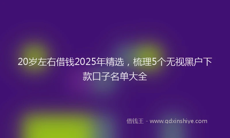 20岁左右借钱2025年精选，梳理5个无视黑户下款口子名单大全