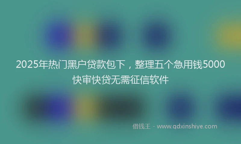 2025年热门黑户贷款包下，整理五个急用钱5000快审快贷无需征信软件