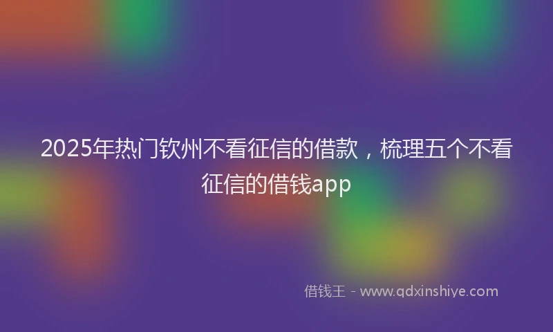 2025年热门钦州不看征信的借款，梳理五个不看征信的借钱app