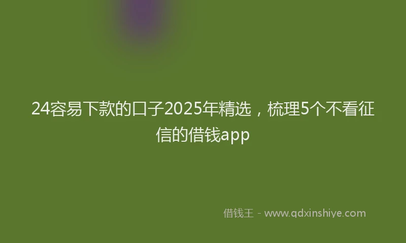 24容易下款的口子2025年精选，梳理5个不看征信的借钱app