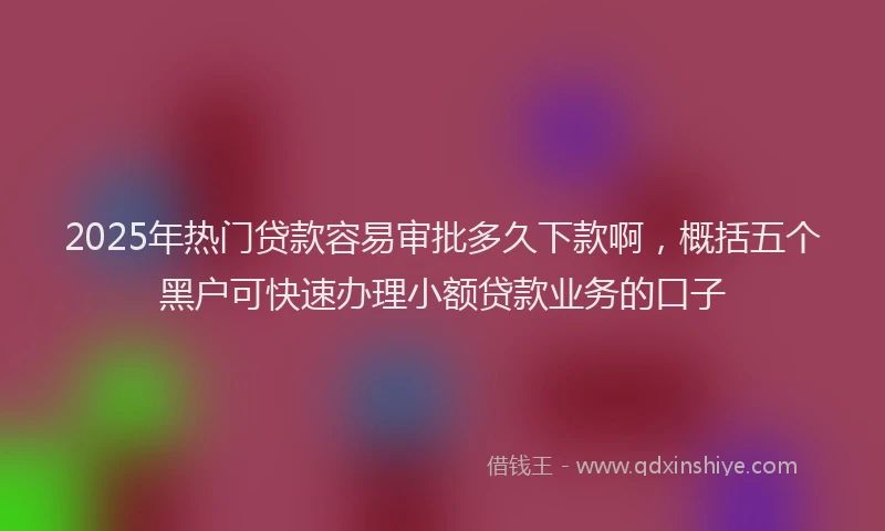 2025年热门贷款容易审批多久下款啊，概括五个黑户可快速办理小额贷款业务的口子