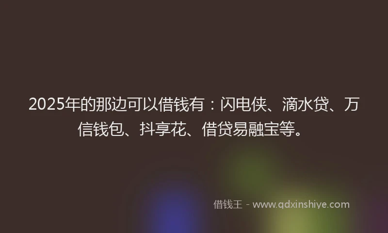 2025年的那边可以借钱有：闪电侠、滴水贷、万信钱包、抖享花、借贷易融宝等。