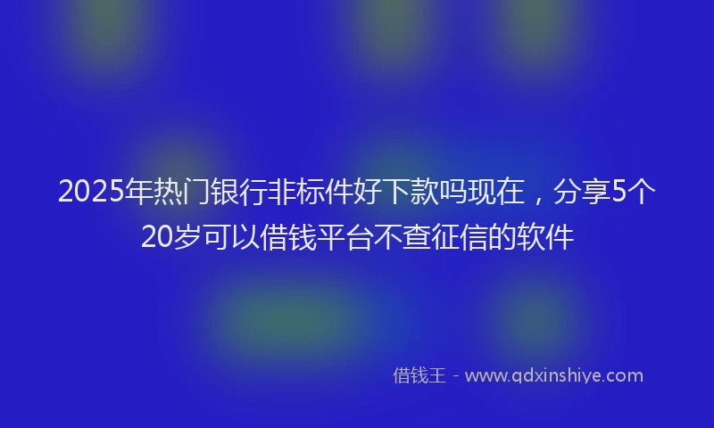 2025年热门银行非标件好下款吗现在，分享5个20岁可以借钱平台不查征信的软件