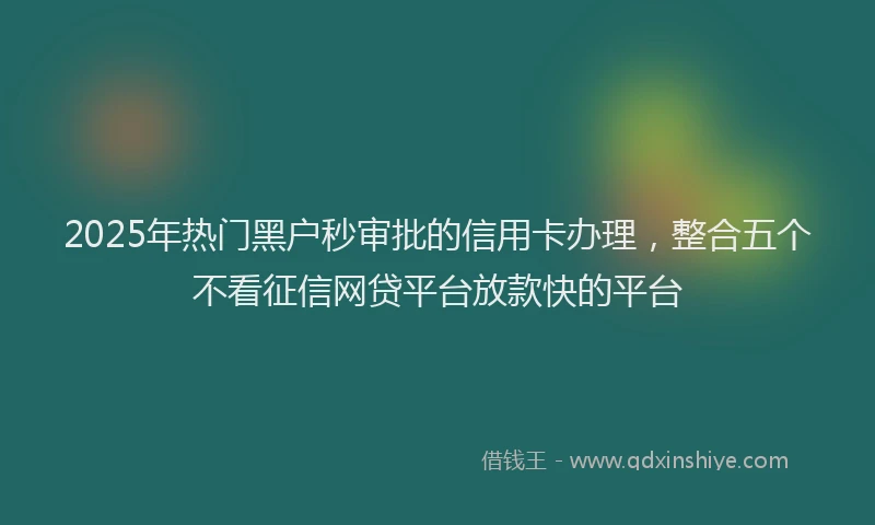 2025年热门黑户秒审批的信用卡办理，整合五个不看征信网贷平台放款快的平台