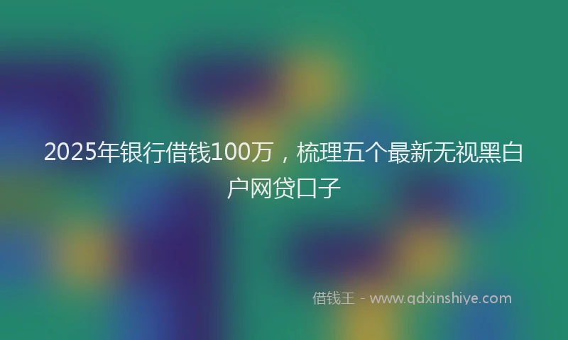 2025年银行借钱100万，梳理五个最新无视黑白户网贷口子