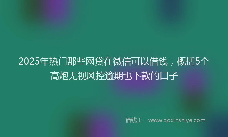 2025年热门那些网贷在微信可以借钱，概括5个高炮无视风控逾期也下款的口子