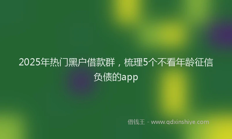 2025年热门黑户借款群，梳理5个不看年龄征信负债的app