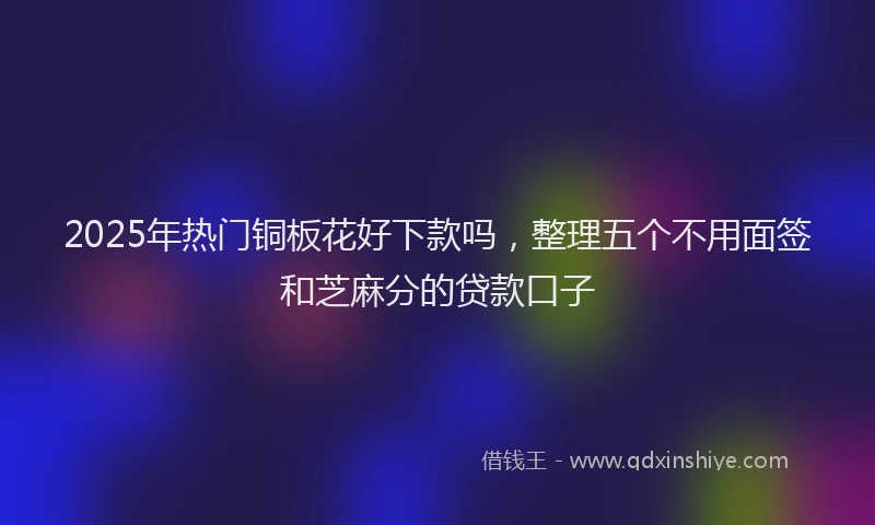 2025年热门铜板花好下款吗，整理五个不用面签和芝麻分的贷款口子
