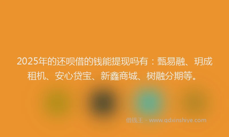 2025年的还呗借的钱能提现吗有：甄易融、玥成租机、安心贷宝、新鑫商城、树融分期等。