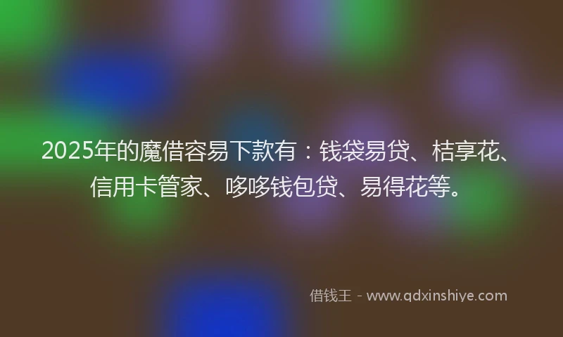 2025年的魔借容易下款有：钱袋易贷、桔享花、信用卡管家、哆哆钱包贷、易得花等。