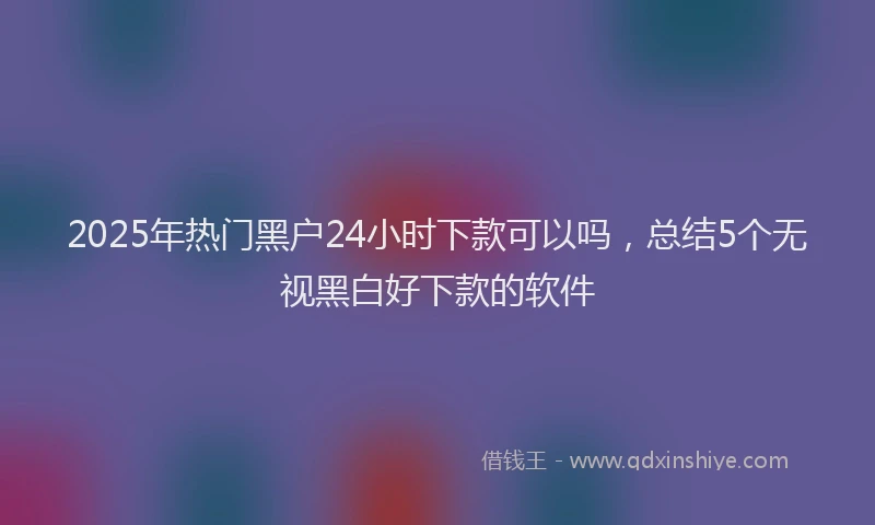 2025年热门黑户24小时下款可以吗，总结5个无视黑白好下款的软件