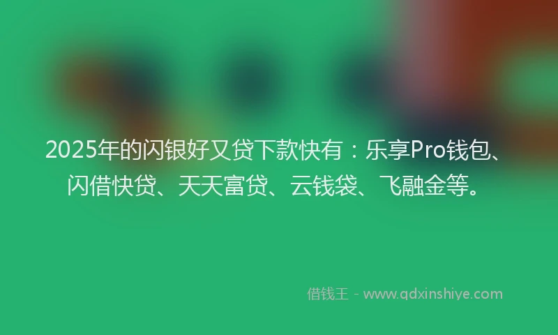 2025年的闪银好又贷下款快有：乐享Pro钱包、闪借快贷、天天富贷、云钱袋、飞融金等。