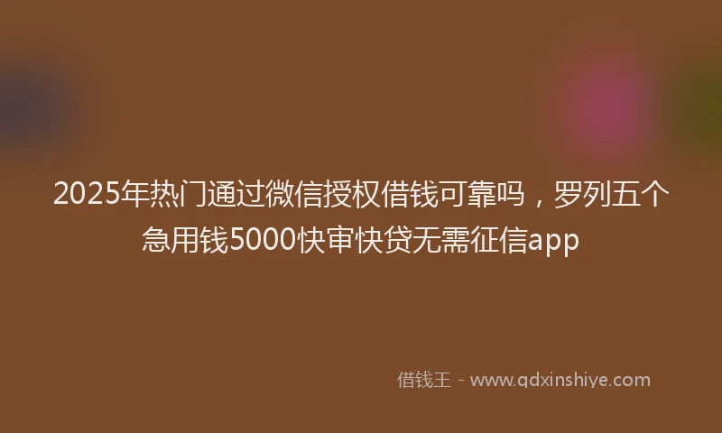 2025年热门通过微信授权借钱可靠吗，罗列五个急用钱5000快审快贷无需征信app