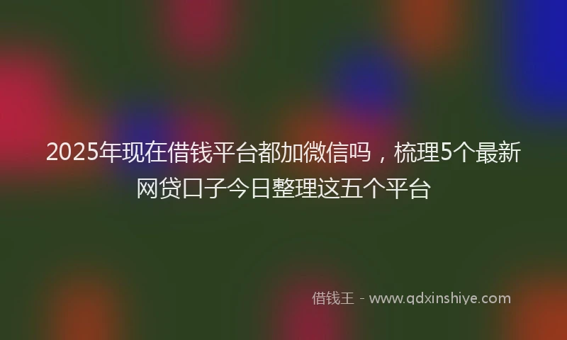 2025年现在借钱平台都加微信吗，梳理5个最新网贷口子今日整理这五个平台