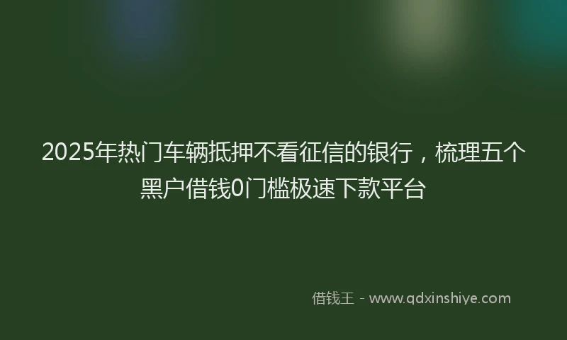 2025年热门车辆抵押不看征信的银行，梳理五个黑户借钱0门槛极速下款平台