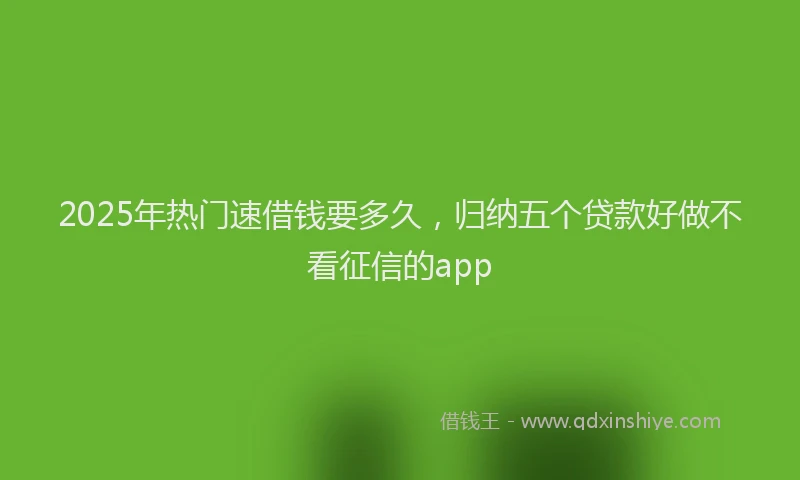 2025年热门速借钱要多久，归纳五个贷款好做不看征信的app