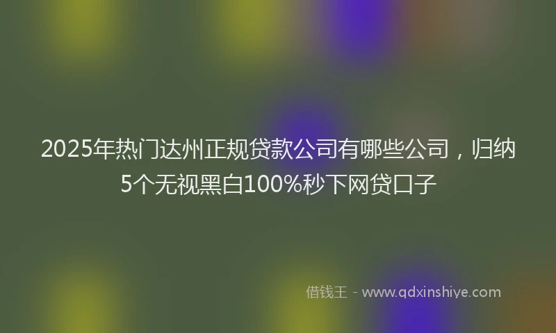 2025年热门达州正规贷款公司有哪些公司，归纳5个无视黑白100%秒下网贷口子