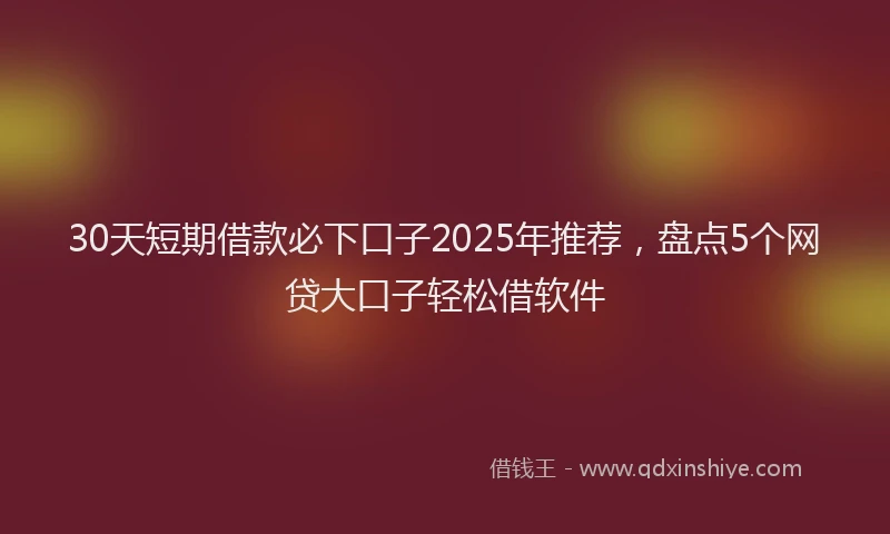 30天短期借款必下口子2025年推荐，盘点5个网贷大口子轻松借软件