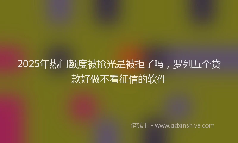 2025年热门额度被抢光是被拒了吗，罗列五个贷款好做不看征信的软件