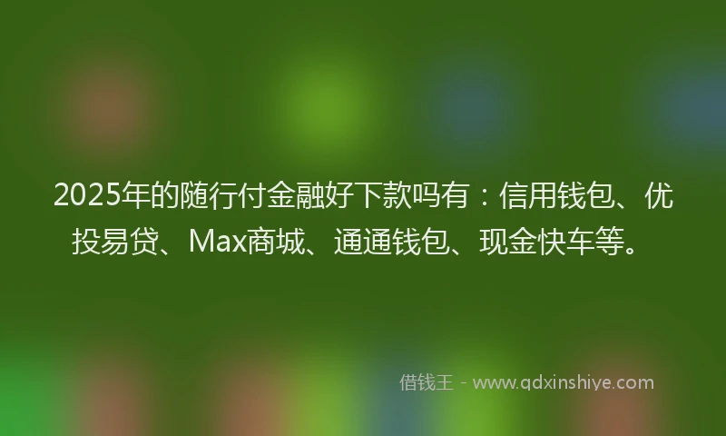 2025年的随行付金融好下款吗有：信用钱包、优投易贷、Max商城、通通钱包、现金快车等。