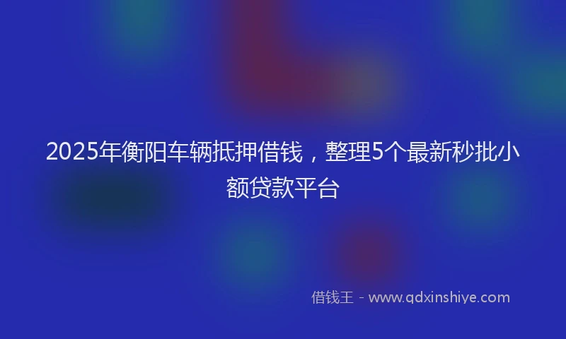 2025年衡阳车辆抵押借钱，整理5个最新秒批小额贷款平台