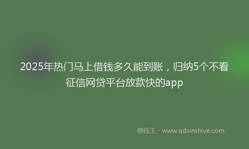 2025年热门马上借钱多久能到账，归纳5个不看征信网贷平台放款快的app