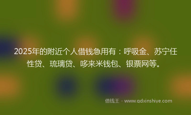 2025年的附近个人借钱急用有：呼吸金、苏宁任性贷、琉璃贷、哆来米钱包、银票网等。