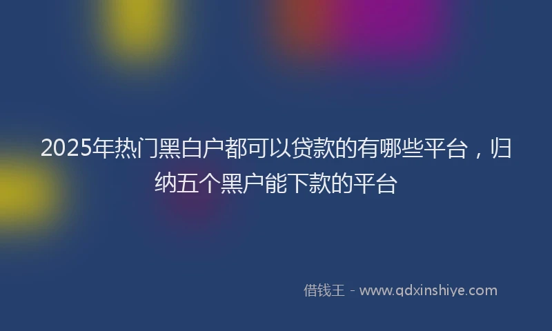 2025年热门黑白户都可以贷款的有哪些平台，归纳五个黑户能下款的平台