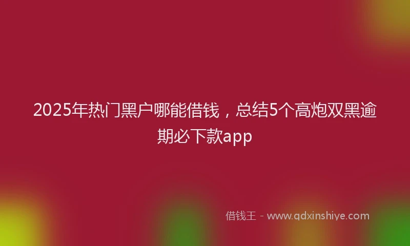 2025年热门黑户哪能借钱，总结5个高炮双黑逾期必下款app