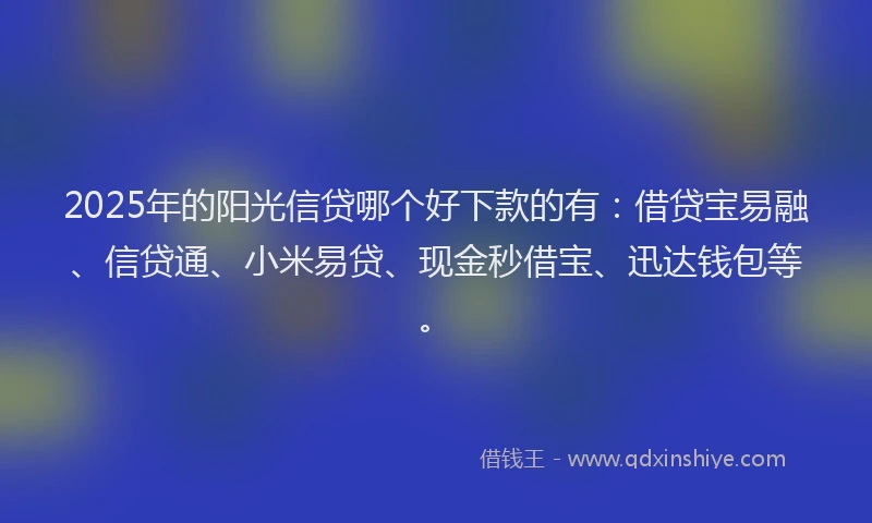 2025年的阳光信贷哪个好下款的有：借贷宝易融、信贷通、小米易贷、现金秒借宝、迅达钱包等。