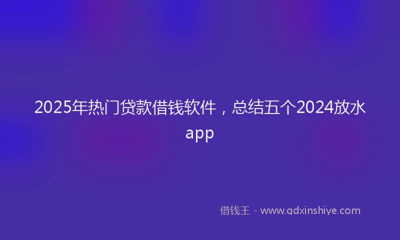 2025年热门贷款借钱软件，总结五个2024放水app