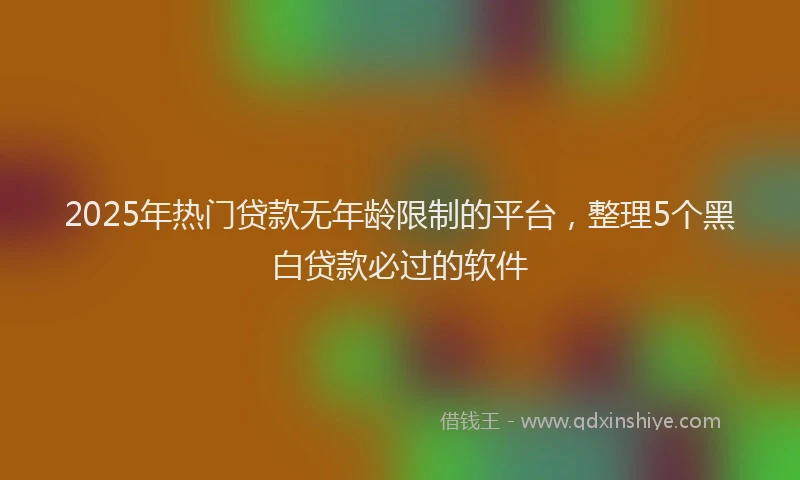 2025年热门贷款无年龄限制的平台，整理5个黑白贷款必过的软件