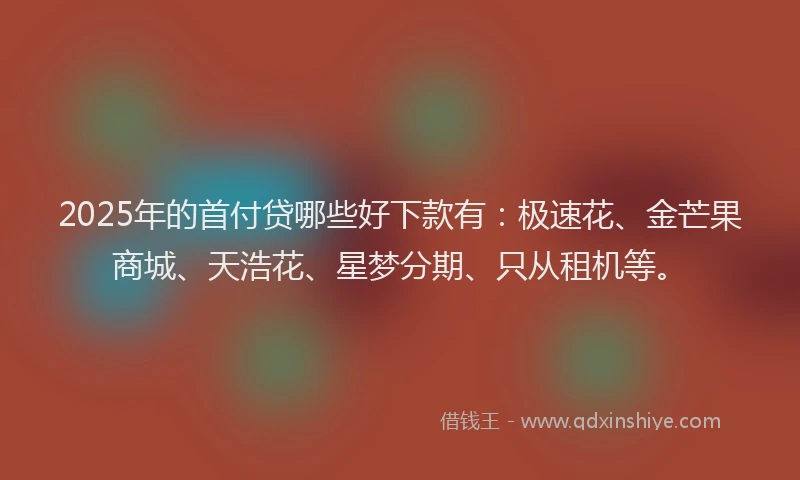 2025年的首付贷哪些好下款有：极速花、金芒果商城、天浩花、星梦分期、只从租机等。